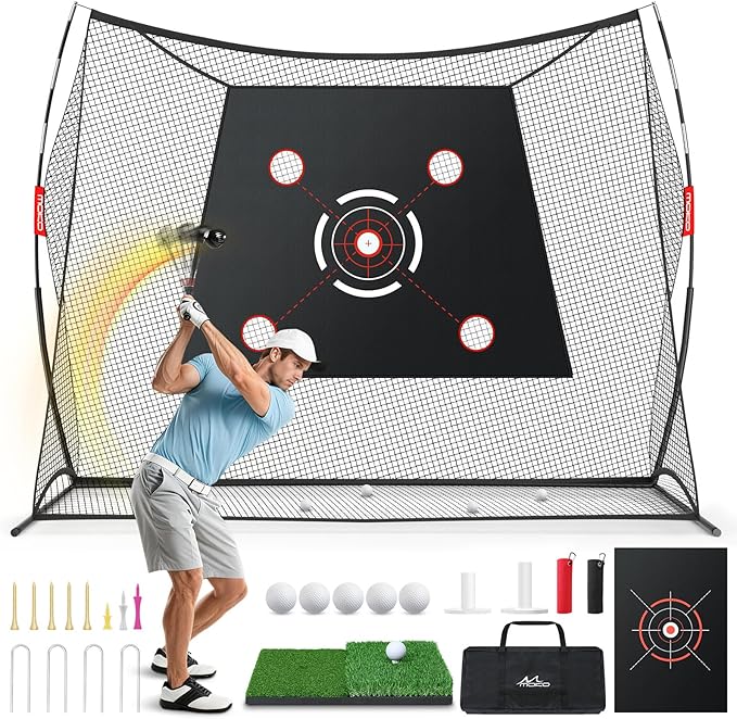MoKo Golf Net, 10 x 7ft Golf Practice Net with Targets, Portable Hitting Nets for Backyard Garage Indoor, Improve Swing Putting Pitching, Gift for Men & Golfer