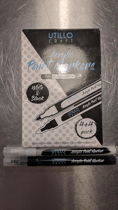 White+Black Paint Pen Extra Fine Tip Made in Japan | Bold Color+100% Coverage | - Image 2