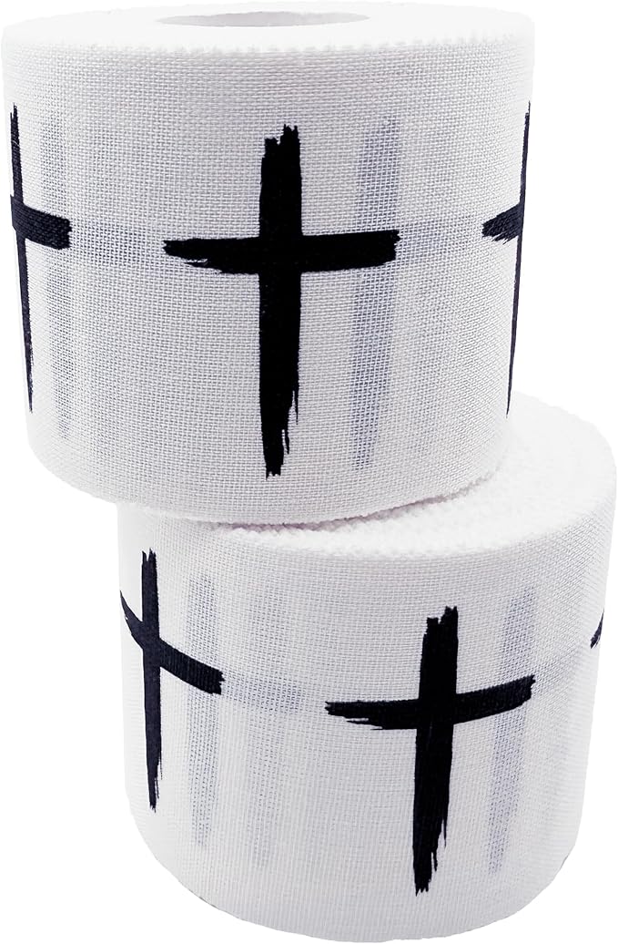 Cross Sports Athletic Tape 2 in x 30 ft 100% Cotton Christian Gift God Jesus Bible Verse Faith White Black Wrap Brace Wrist Ankle Finger Football Baseball Soccer Wrestling (2 Qty: Distressed White)