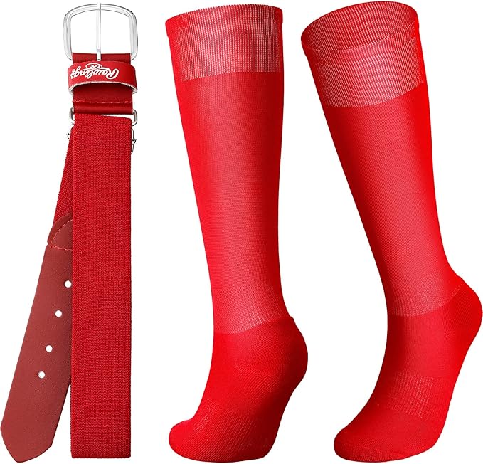 Zhanmai Baseball Belt and Socks Combo, Adjustable Elastic Belt and Softball Socks, Multiple Sizes for Youth Boys Girls, Adult