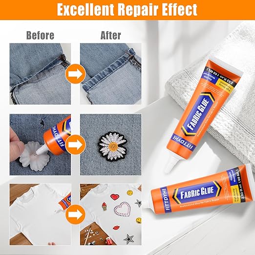 Fabric Glue Permanent, 60 ML Washable Clear Clothing Glue, Super Fabric Adhesive - Image 4