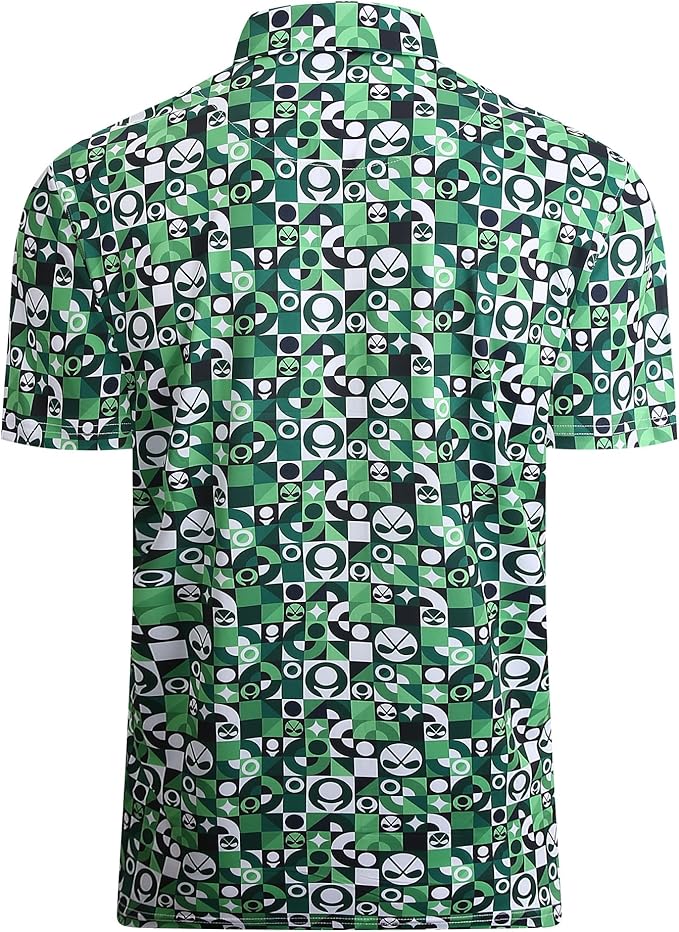 Alex Vando Mens Golf Shirt Moisture Wicking Quick-Dry Print Performance Polo Shirts for Men