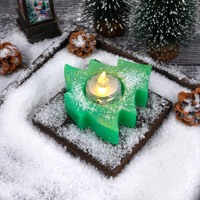 2PCS Christmas Resin Molds Christmas Tree Candle Holder Resin Molds Snowflake - Image 5