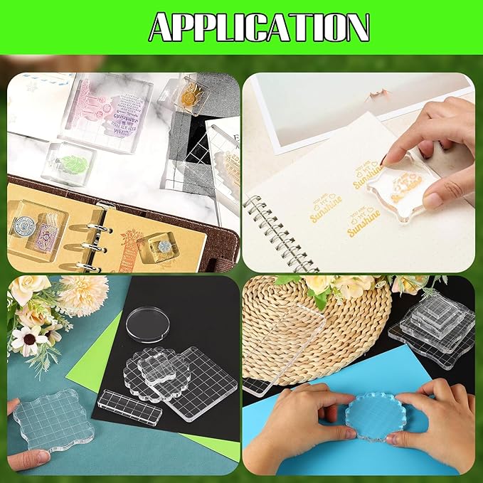 2Pcs Clear Stamp Blocks Set, 3 x 3 Inch Square Acrylic Blocks - Image 5