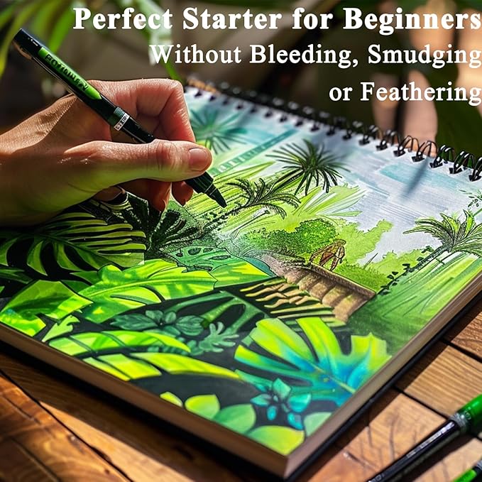 Belenova 9" x 12" Marker Paper Pad, 100 Sheets Bleedproof Sketchbook - Image 7