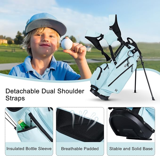 KVV Junior Golf Bag, Lightweight Golf Stand Bag for Young Players for Ages 4-6,6-8,9-12, 12 and Up