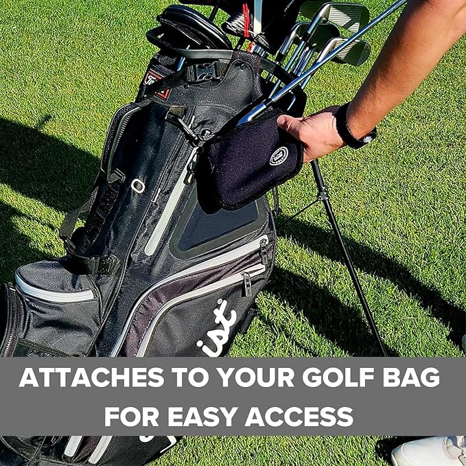 Golf Club Cleaner for Golf Bag, Clip-On Club Cleaner Pouch with Waffle Towel Interior, Wet Inside Dry Outside, Club Cleaner for Golf Bag Use On Course