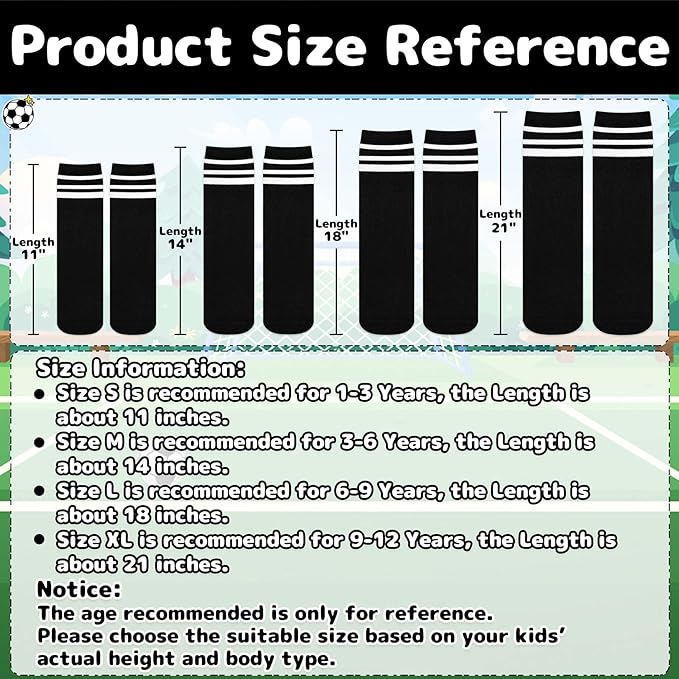 Olreco 1 Pack Toddler Kids Youth Soccer Socks Girls Boys Baseball Socks Youth Knee High Softball Football Accessories Cotton