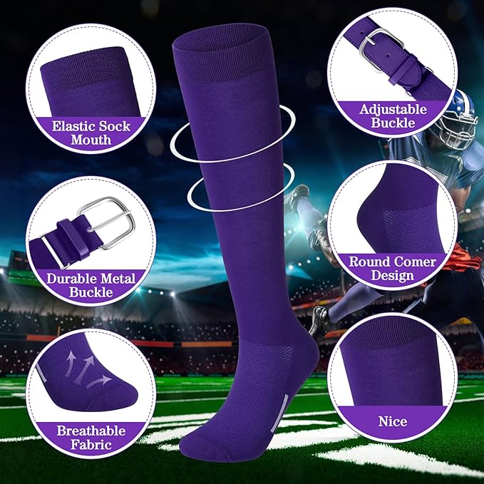 Haysandy Baseball or Softball Sock and Belt Combo Set 3 Football Baseball Socks with Softball Belt for Youth Boys Kids