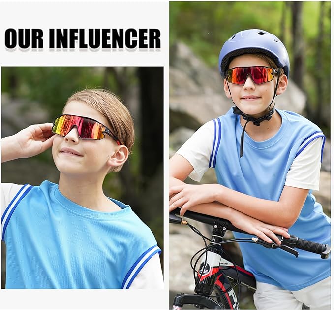 DUCO Kids Sunglasses Youth Baseball Sun Glasses Lightweight TR90 Frame UV400 Sports Cycling Shades for Boys Girls DK268