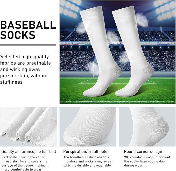 Zhanmai Baseball Belt and Socks Combo, Adjustable Elastic Belt and Softball Socks, Multiple Sizes for Youth Boys Girls, Adult