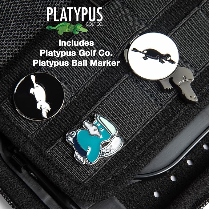 Platypus Golf Co. Golfing Caddie EVA Travel Case Organizer with Bamboo Tees & Ball Marker - Hand Reversible Hinging Glove Shaper & Holder, Mesh Pocket & Storage Slots, Golfers Cases for Men & Women