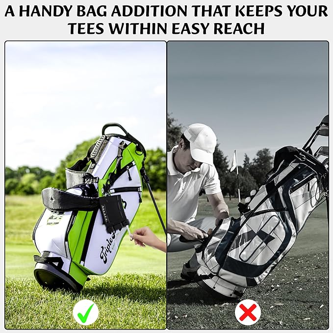 Teemags Golf Tee Holder – Black Clip-On Tee Caddy for Belt or Bag | Holds Up to 18 Tees | Durable & Lightweight Golf Accessory Made in The USA