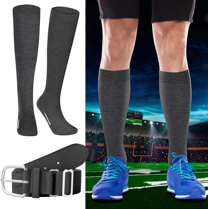 Haysandy Baseball or Softball Sock and Belt Combo Set 3 Football Baseball Socks with Softball Belt for Youth Boys Kids