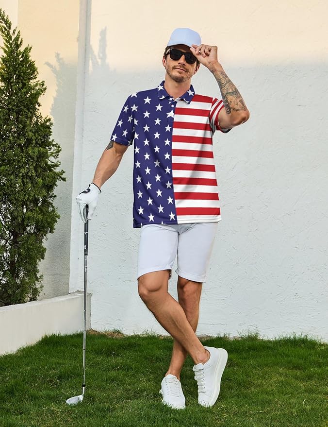 Mens Golf Shirts Golf Polo Shirts for Men Short Sleeve Polo Shirts Golf Gifts