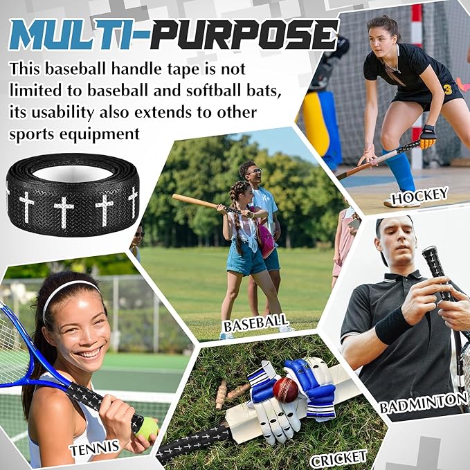 Pushglossy Christian Baseball Bat Grip Tapes 1.5mm Faith Cross Bat Grip Tape, Precut Full Adhesive Baseball Wrist Tape Scripture Design Non-Slip Religious Baseballs Grips Tapes
