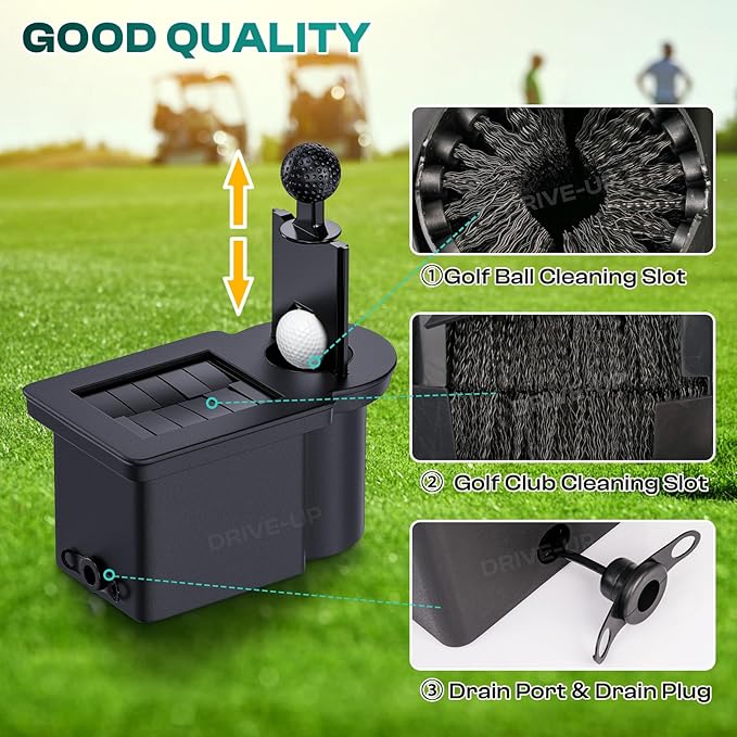 DRIVE UP Golf Cart Ball Washer and Club Cleaner Kit, Golf Ball Cleaner and Golf Club Washer, Suitable for Club Car DS, Yamaha G29, EZGO TXT PDS DCS Gas and Electric Golf Carts, OEM 603836