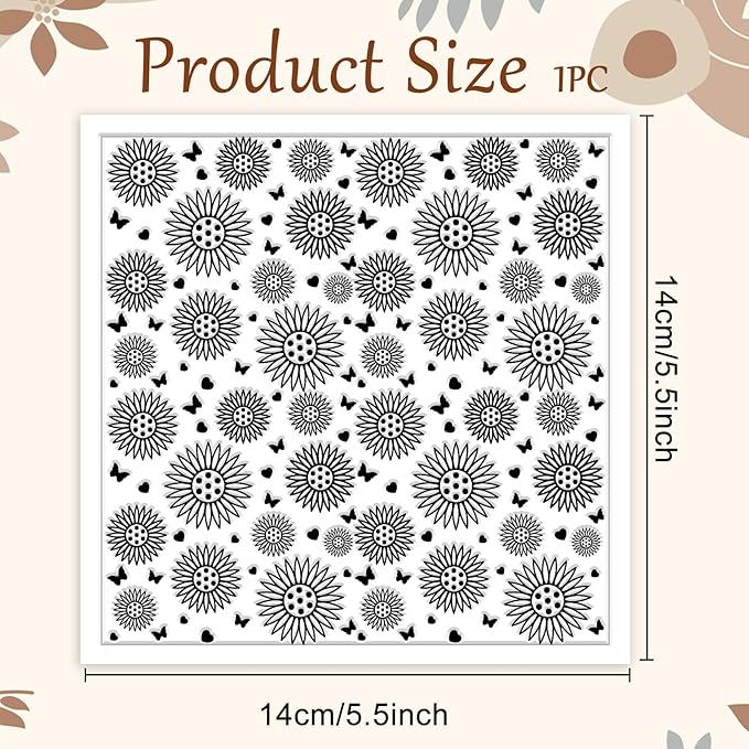 CHGCRAFT Sunflowers Polymer Clay Texture Sheets Butterfly Silicone Texture - Image 2