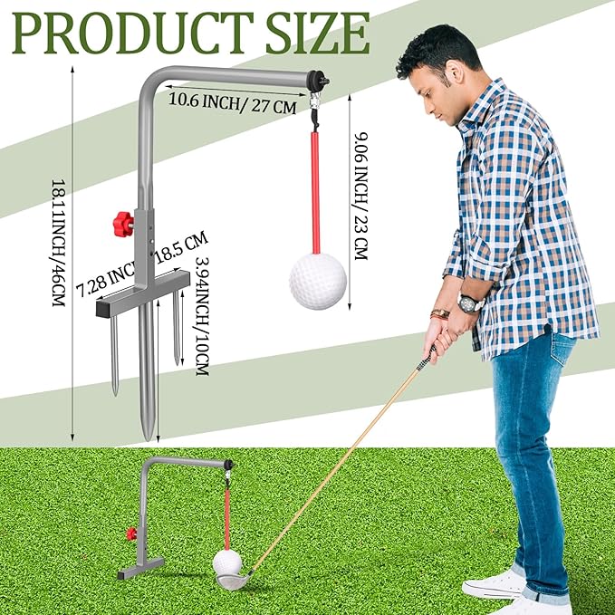 Poen 1 Set Golf Swing Trainer Training Iron Practice Swing Groover with 3 Height Indoor Golf Practice Simulator Accessories Aid Equipment