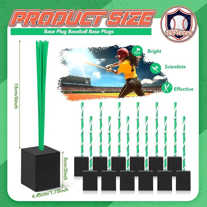 Shappy 12 Pieces Baseball Base Plugs with Tassel Heavy Duty Anchor Plugs for Baseball Field and Softball Accessories