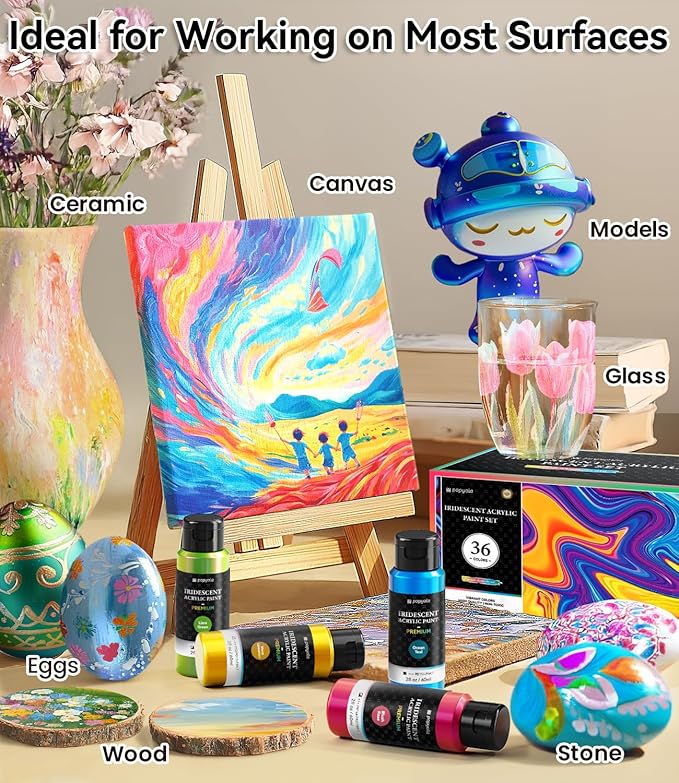 52 PCS Iridescent Acrylic Paint Set - Image 5