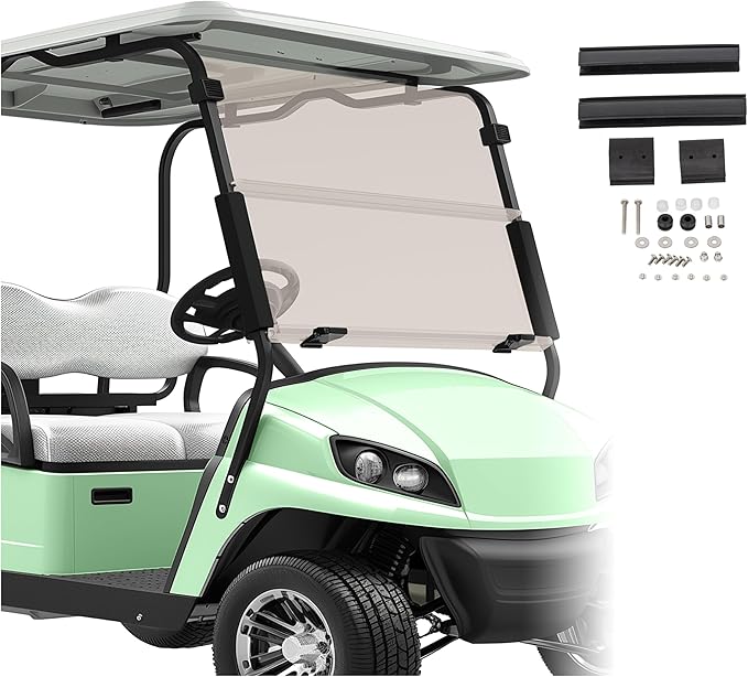 ECOTRIC Tinted Windshield Compatible with 1994-2014 EZGO TXT/Medalist Gas or Electric Models Golf Cart Windshield Folding Down Impact Resistant Windshield