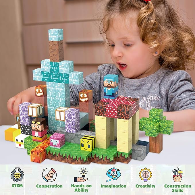 JIMI Magnetic Blocks Building Toys, 1 inch Magnet Blocks Montessori Sensory - Image 3