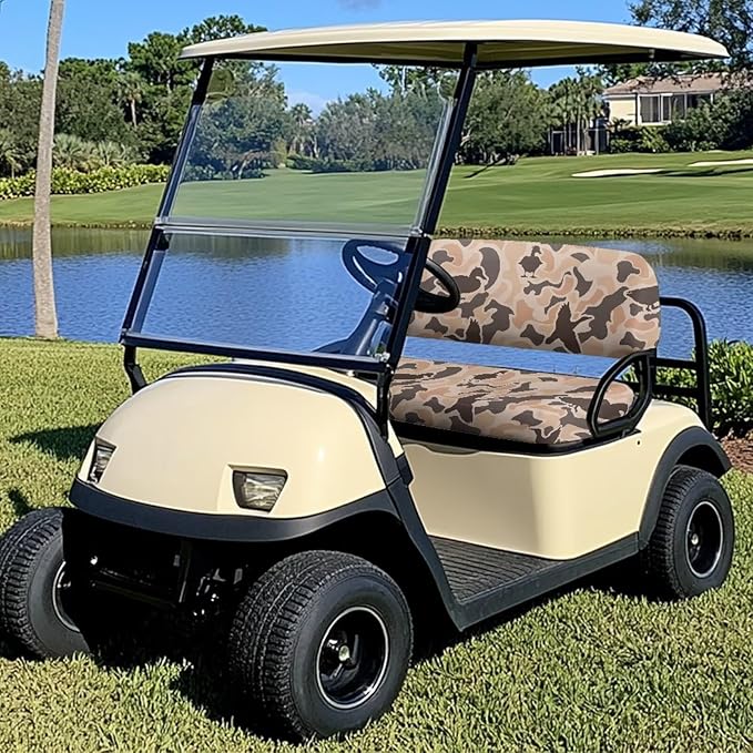 Bulopur Duck Hunting Camo Golf Cart Seat Covers Set 2 Piece Universal Golf Cart Seat Cover 2 Passenger Seats Protective Cover Elastic Fabric- Keeps Your Seat Cool and Clean