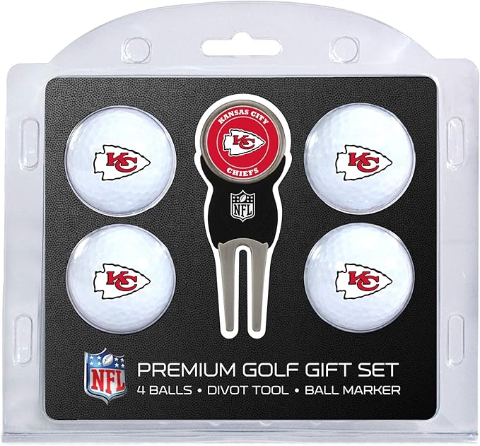 Team Golf NFL Regulation Size Golf Balls (4 Count) & Divot Tool with Removable Double-Sided Magnetic Marker