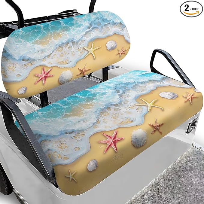 Suobstales Golf Cart Front and Rear Seat Cover Set for EZGO TXT RXV & Club Car DS 2 Passenger, Washable Bench Seat Covers Kit
