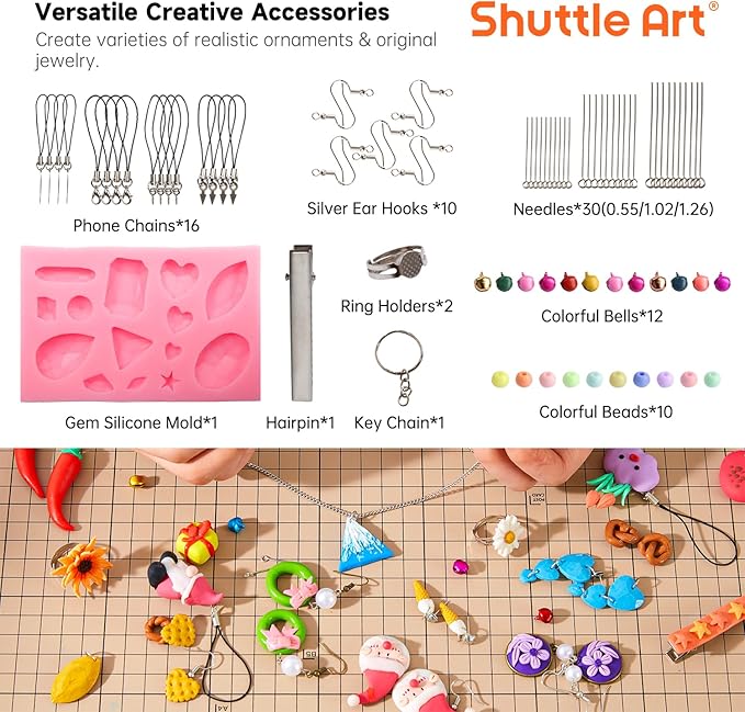 Shuttle Art Polymer Clay Kit, 50 Colors, Soft Oven Clay Kit, 19 Carving Tools - Image 4