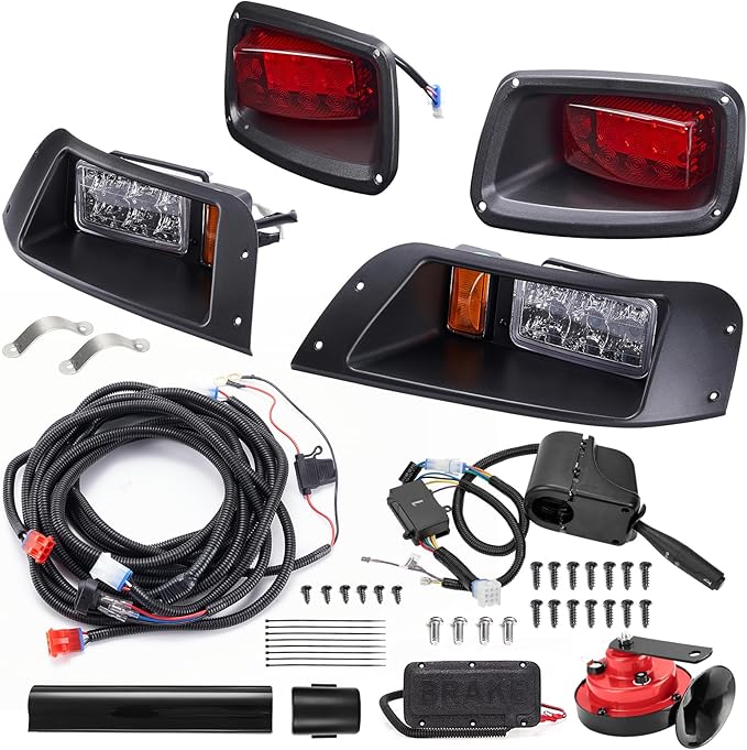 LED Upgrade Golf Cart LED Light Compatible with EZGO TXT 1996-2013 Gas & Electric Carts 12V Street Legal Lights Kit with LED Head Light Tail Lights Turn Signals Brake Lights