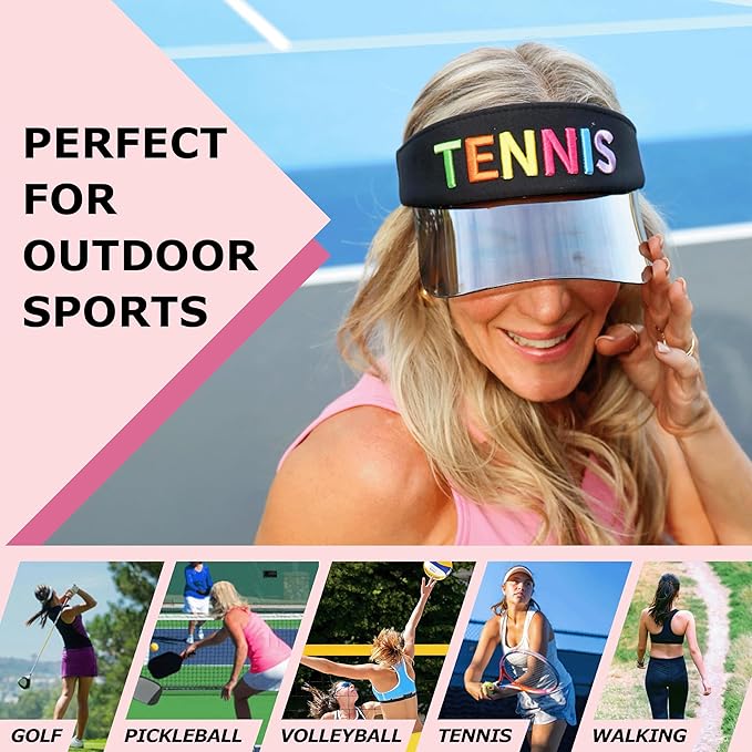 Funky Junque Women's UV 50 Adjustable Sun Visor - Golf Tennis Pickleball - Sports Themes Solid Colors Easter Pastels