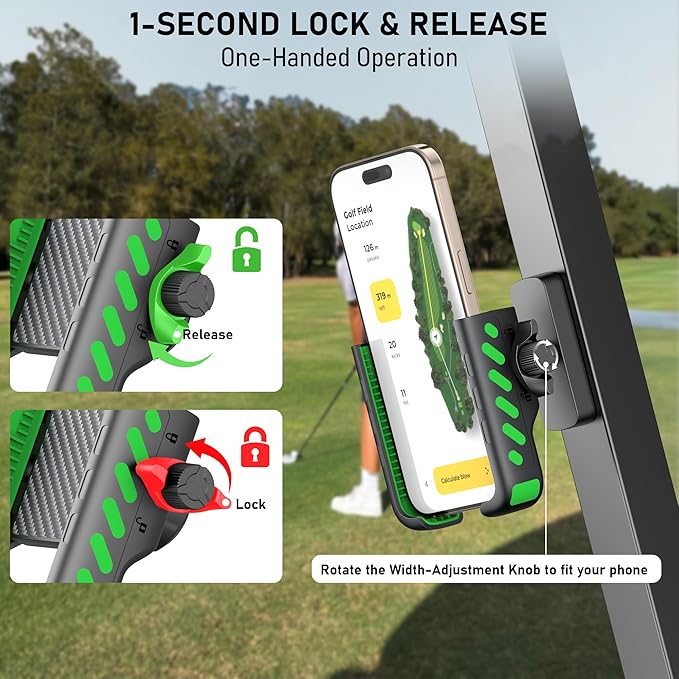 Magnetic Golf Cart Phone Holder 360°, Golf Cart Accessories Gift for Men Women, Fits EZGO Club Car Yamaha, 8X N52 Magnets with Safety Strap, Phone Caddy for iPhone Galaxy Pixel, 2026 Stocking Stuffers