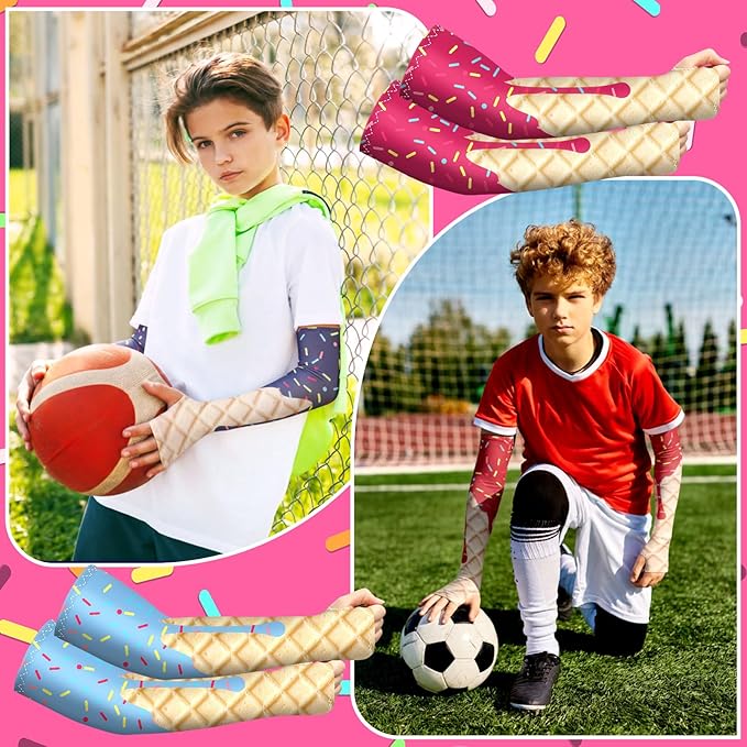 Newcotte 12 Pairs Arm Sleeves for Kids Compression Football Baseball Arm Sleeve Youth UV Protection Breathable Cooling Sleeve