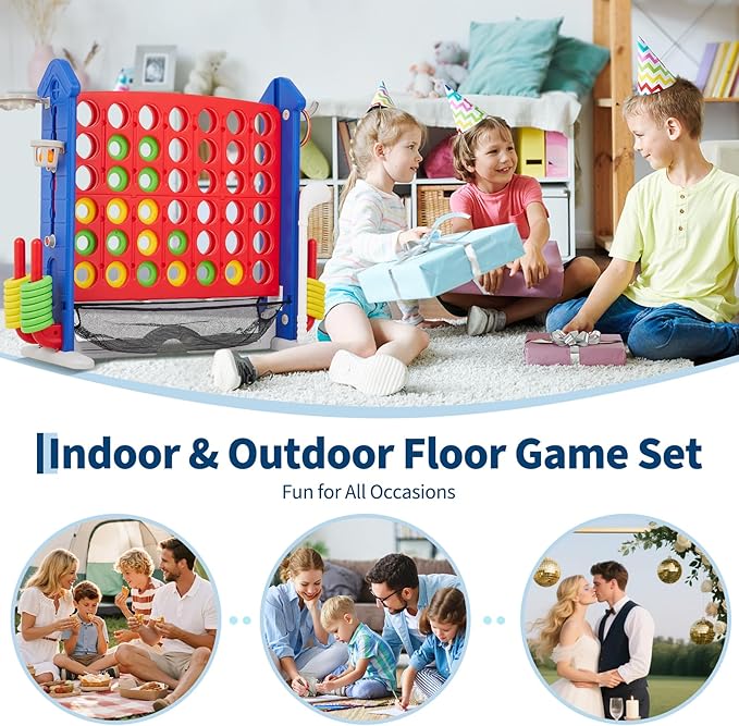 Giant 4 in a Row Game, Adjustable Height Board Jumbo 4-in-a-Row Game - Image 8