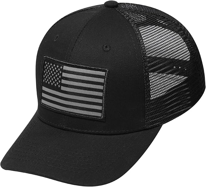 American Flag Trucker Hat, Patriotic Baseball Cap for Men & Women, Breathable Mesh Adjustable Snapback, USA Flag Patch