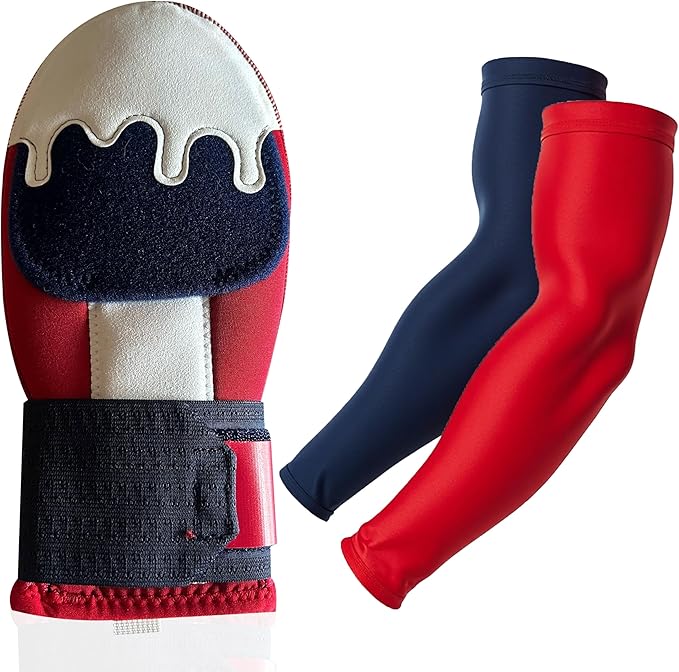 Baseball Sliding Mitt Guard Kit for Youth and Adult - Padded Protective Softball Sliding Glove Arm Sleeve Set – Includes Red + Blue Arm Guards – Hand Protection, Compression Sleeves, Accessories