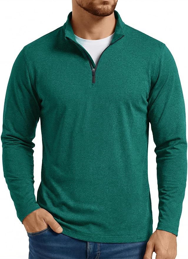 Boladeci Men's Quarter Zip Pullover Premium Fleece Lined Heather Long Sleeve Golf Shirts Midweight 1/4 Half Zip Sweatshirts