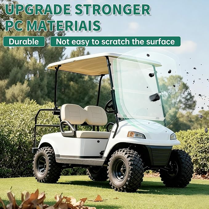 ECOTRIC Tinted Windshield Compatible with 1994-2014 EZGO TXT/Medalist Gas or Electric Models Golf Cart Windshield Folding Down Impact Resistant Windshield