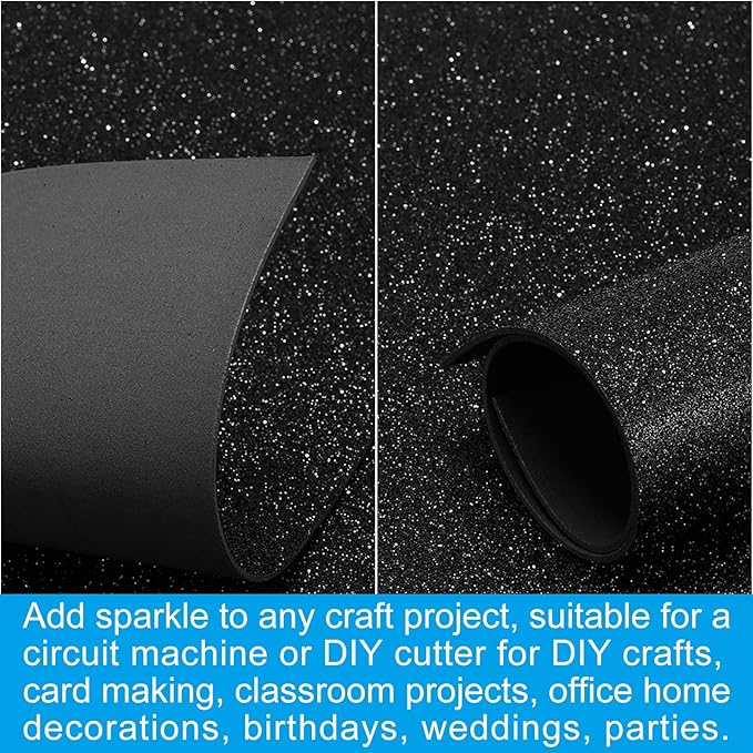 PATIKIL 2mm Thick Non Adhesive Glitter Foam Sheet 16x24inch Black, EVA Shiny - Image 5