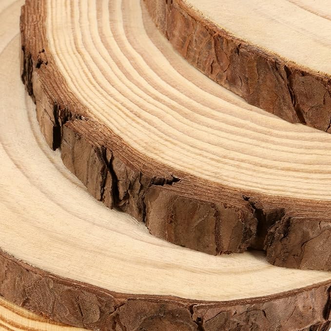 JEUIHAU 8 PCS 7-7.9 Inches Natural Unfinished Wood Slices, Round Wooden Tree - Image 3