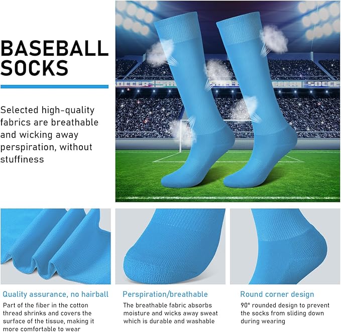 Zhanmai Baseball Belt and Socks Combo, Adjustable Elastic Belt and Softball Socks, Multiple Sizes for Youth Boys Girls, Adult