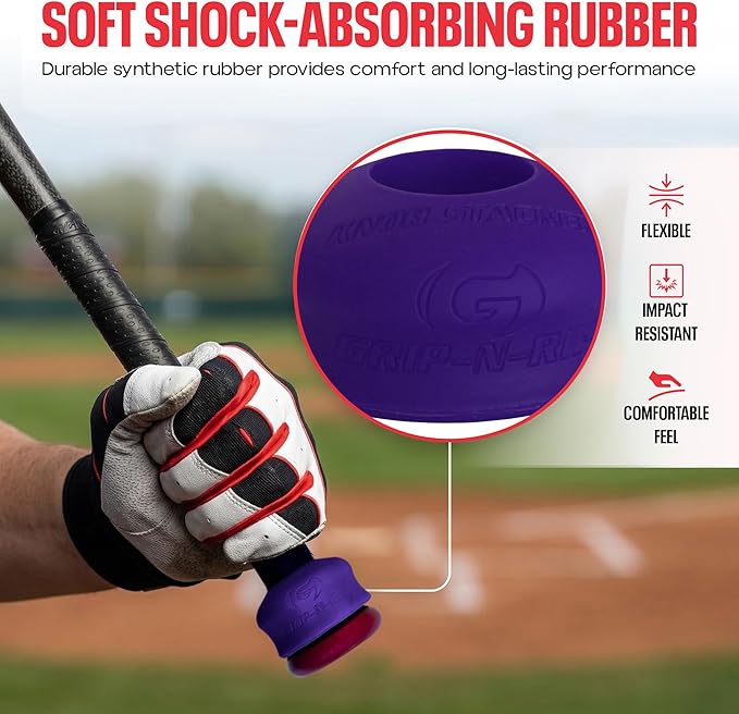 Grip-N-Rip Knob Stacker Choke-Up Ring for Baseball/Softball Bats Provides Choking Up Space & Relief from Bat Sting, Stackable for Custom Fit and Comfort