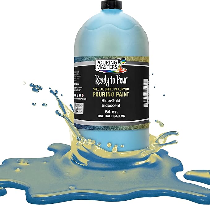 Pouring Masters Blue/Gold Iridescent Special Effects Acrylic Pouring Paint by USArtSupply