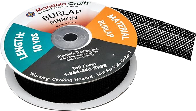 Mandala Crafts Black Burlap Ribbon 1 Inch Wide Jute Ribbons - Image 4