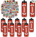 Football Party Favors, 12 Pack Football Water Bottles with 300 PCS Stickers, 20 oz Sports Squeeze Bottle, BPA-Free Reusable Water Bottles Bulk for Boys, Gifts For Team