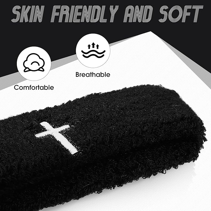 Soulchen 4 pcs Cross Bicep Bands Wrist Bands Christian Arm Sweat Wristbands Absorbent Armband for Men Women Football Baseball Players Sports Activities Supplies