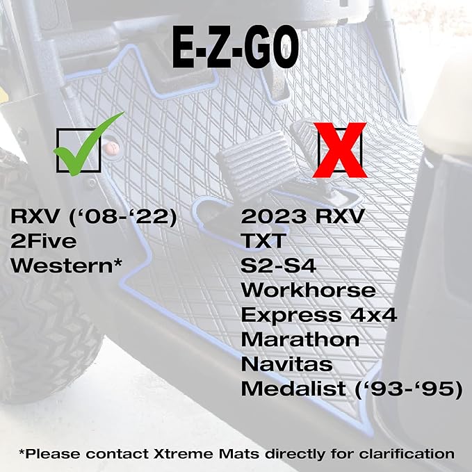 Xtreme MATS EZGO RXV Golf Cart Mat, Full Coverage Golf Cart Floor Liner Mat - Only Fits EZGO RXV (2008-2022) & 2Five (2009+) - All Black