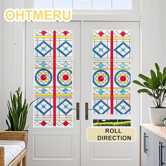 3D Stained Glass Window Privacy Film, Heat Control UV Blocking Static Cling - Image 4